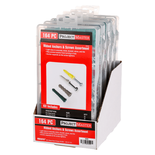 ProjectMaster Ribbed Anchors & Screws 164pc Kit