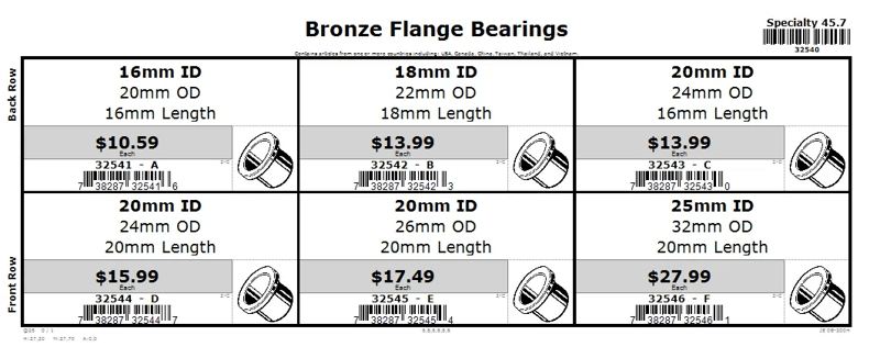 20mm thru 32mm Metric Bronze Flange Bearing Assortment