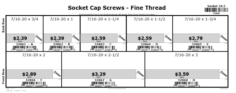 7/16-20 Fine Socket Cap Screw Assortment
