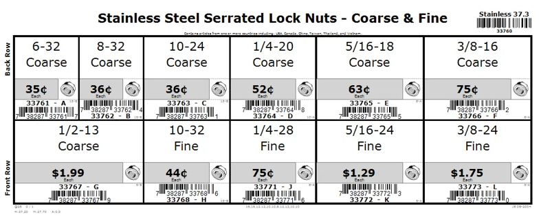 #6 thru 3/8-24 Coarse & Fine Stainless Serrated Lock Nut Assortment