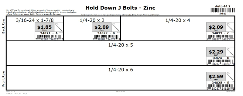 5/16 & 1/4 Automotive J Hold-Down Bolt Assortment