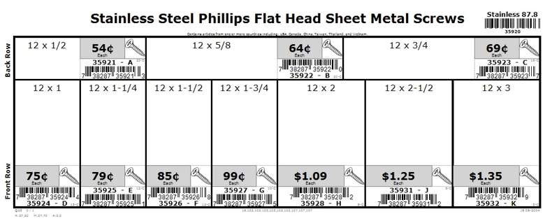 #12 Stainless Phillips Flat Sheet Metal Screw Assortment