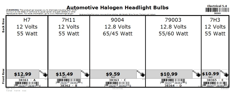 Automotive Halogen Headlight Bulb Assortment