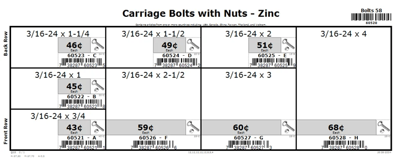 3/16-24 Carriage Bolt & Hex Nut Assortment