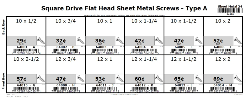 #10 & #12 Square Flat Sheet Metal Screw Assortment