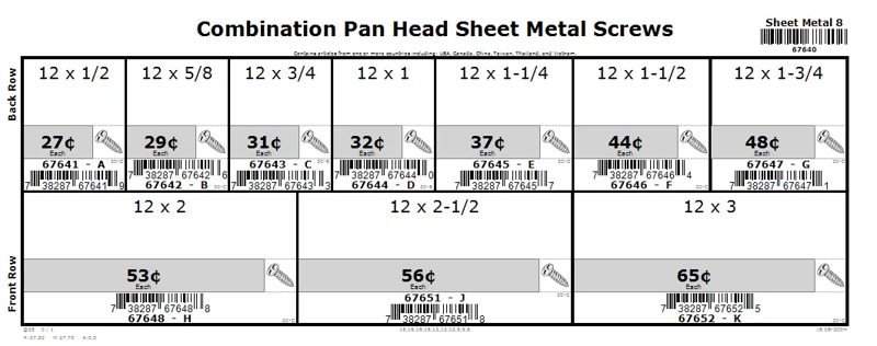 #12 Combination Pan Head Sheet Metal Screw Assortment