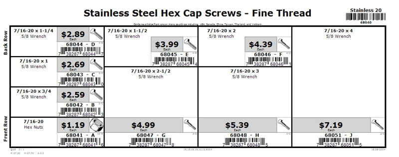 7/16-20 Stainless Fine Hex Cap Screw Assortment