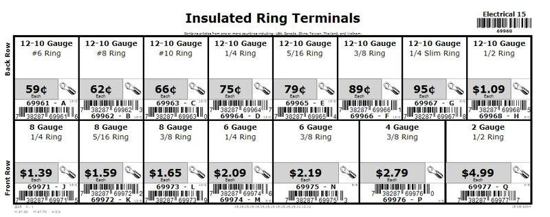 12 thru 2 Insulated Ring Terminals Assortment