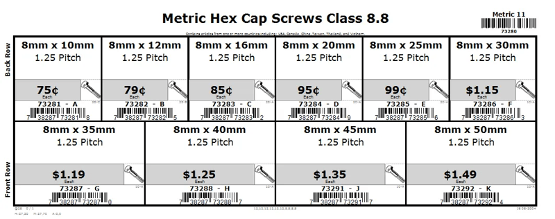 8mm Class 8.8 Hex Cap Screw Assortment
