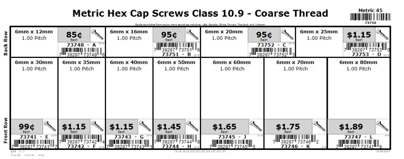 6mm Class 10.9 Hex Cap Screw Assortment
