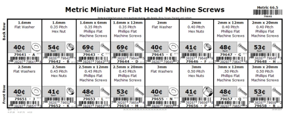 1.6mm thru 3mm Metric Miniature Machine Screw Assortment