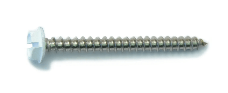 10 x 2 White Hex Sheet Metal Screws