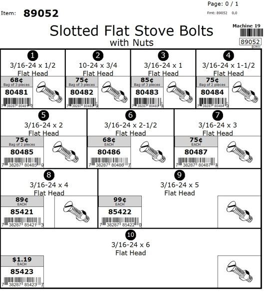 #10-24 Slotted Flat Stove Bolt Assortment