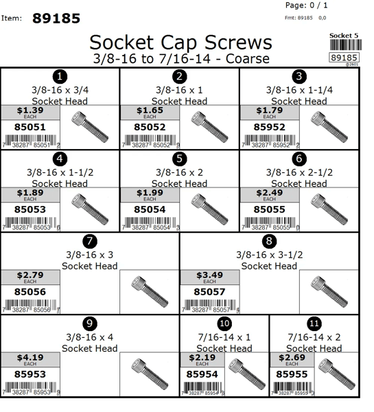 3/8-16 thru 7/16-14 Socket Cap Screw Assortment