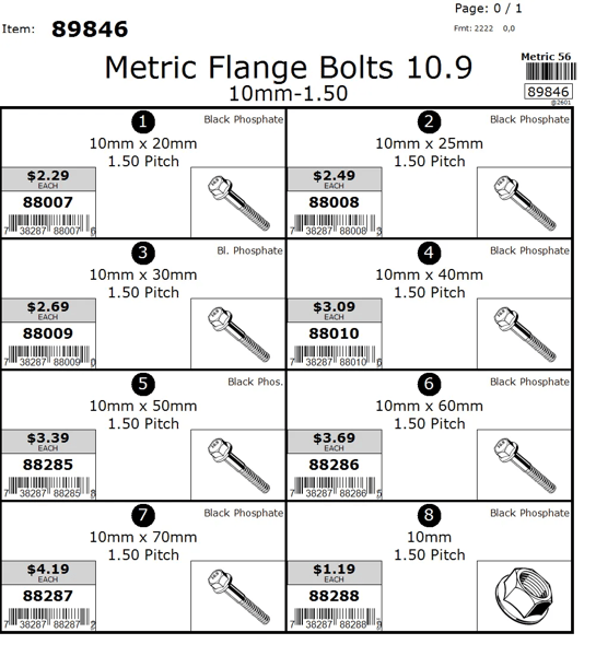 10mm-1.50 Metric Class 10.9 Flange Bolt Assortment