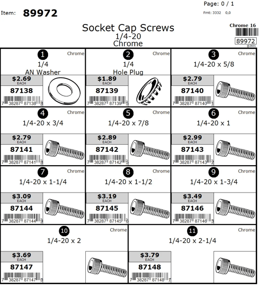 1/4-20 Chrome Socket Cap Screw Assortment