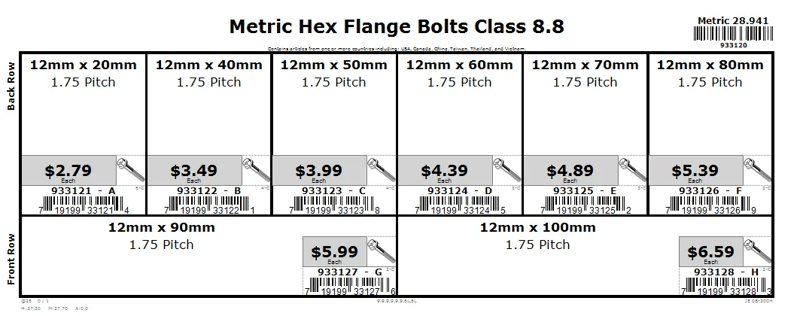 12mm 12mm Metric Hex Flange Bolt 8.8 Assortment