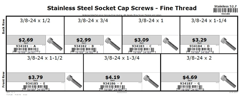 3/8-24 3/8-24 Socket Cap Screw - Fine Thread Assortment