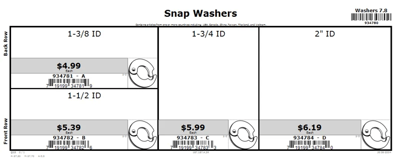 1-3/8 thru 2 1-3/8 to 2 ID Snap Washer