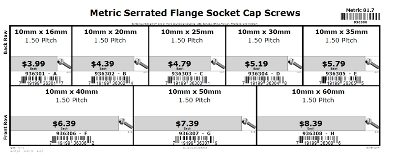 10mm Metric Serrated Flange Socket Cap Screw Assortment