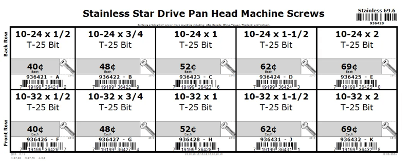 10-24 & 10-32 Stainless Star Drive Pan Head Machine Screw Assortment