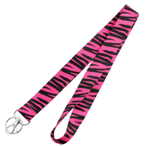 1in Wide Pink Black Zebra Lanyard