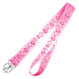 1in Wide Pink Hearts Lanyard